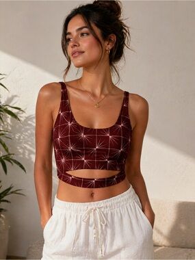 Free people Movement Burgundy Starburst Cutout Crop Top